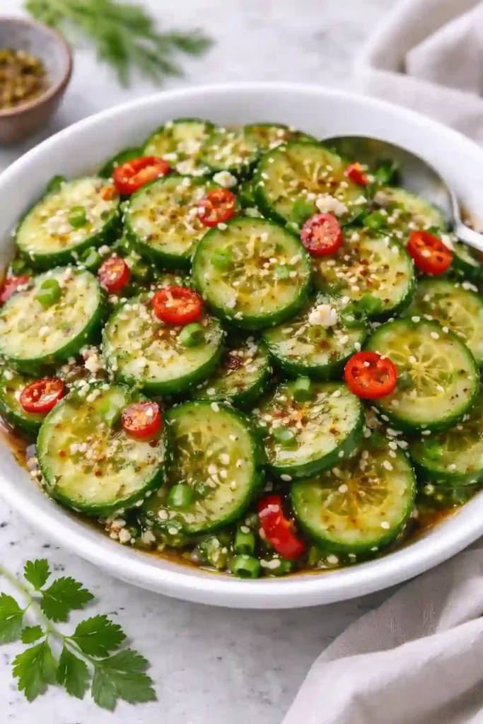 Spicy Asian Sesame Cucumber Salad