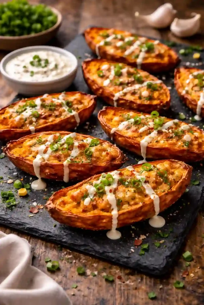 Crispy Cheesy Sweet Potato Skins