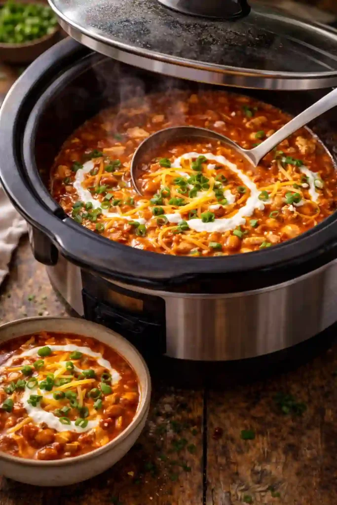 Crockpot Buffalo Chicken Chili