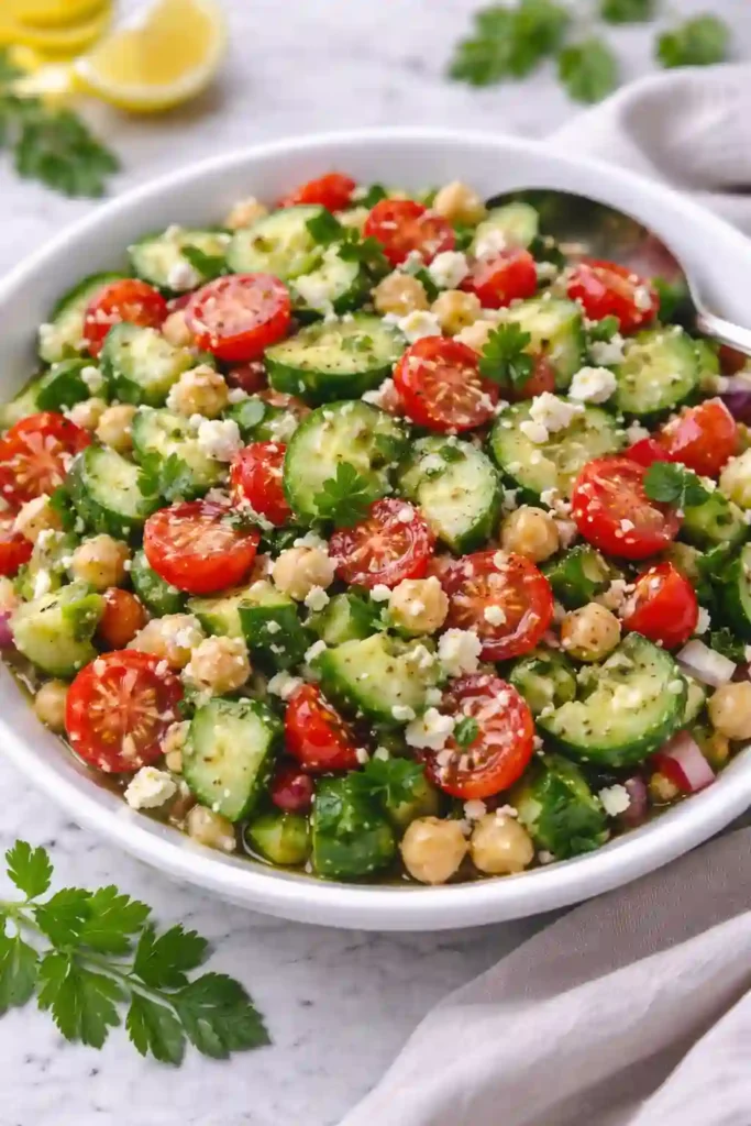 Cucumber Chickpea Fresh Garden Salad