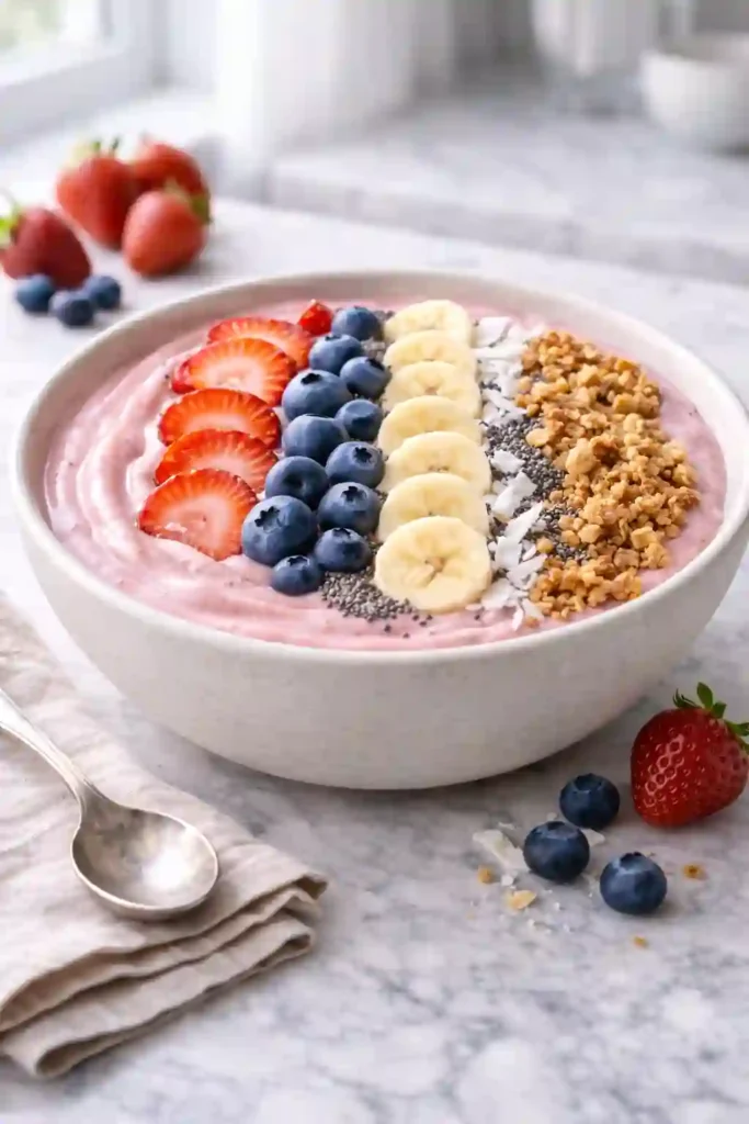 Strawberry Cottage Cheese Smoothie Bowl