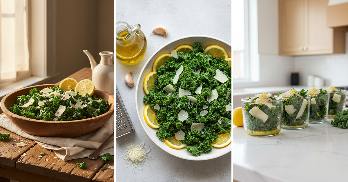 Lemon Parm Kale Salad easy quick