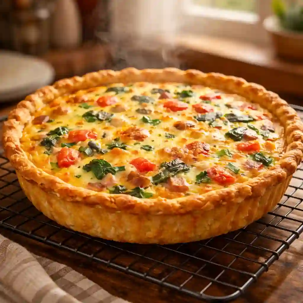 easy breakfast quiche with crust