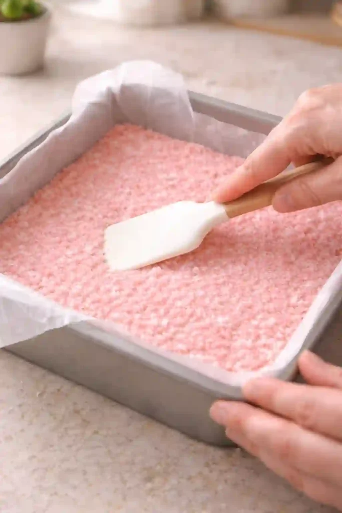 no bake pink coconut snowball bars recipe