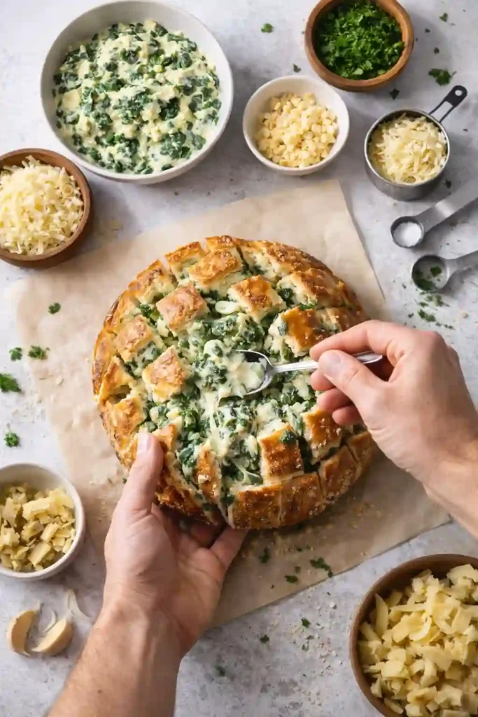 spinach artichoke pull-apart bread