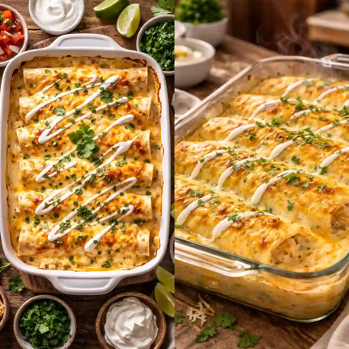 viral Creamy Queso Chicken Enchiladas recipe