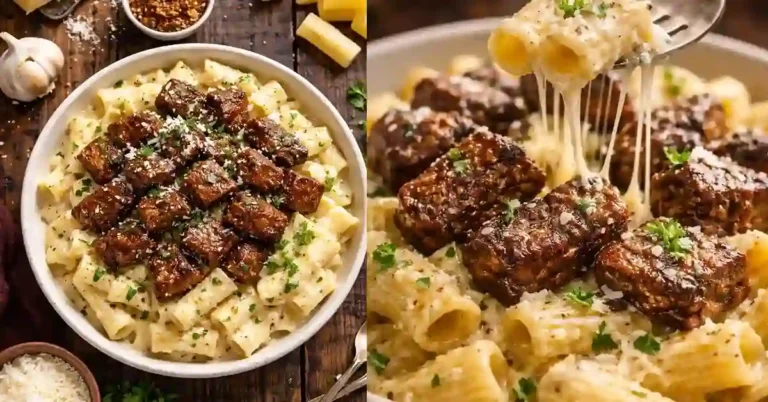 Cajun Steak Tips in Cheesy Rigatoni Parmesan Sauce viral
