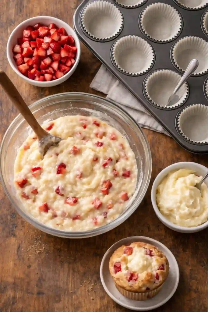 strawberry cream cheese muffins with frozen strawberries