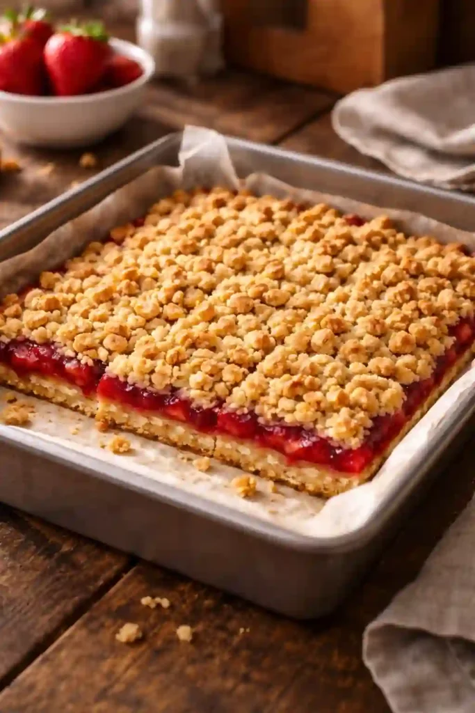 strawberry crumble oatmeal bars