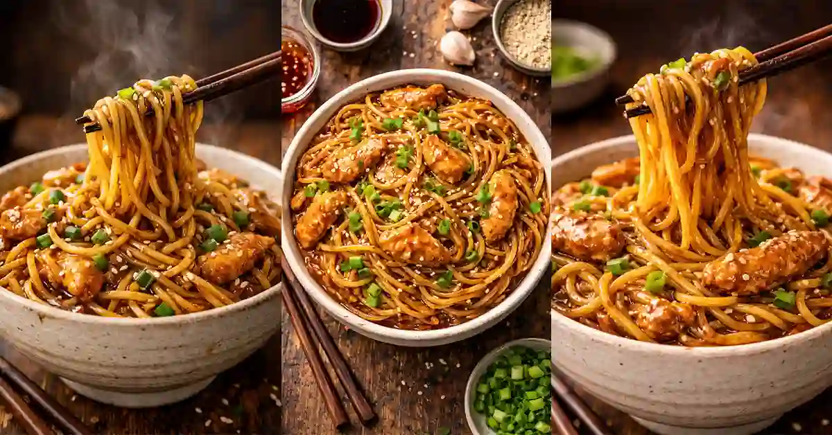 viral Sticky Garlic Chicken Noodles