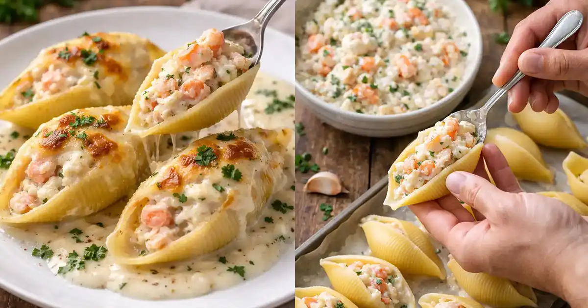 Viral Creamy Seafood Stuffed Shells Recipe