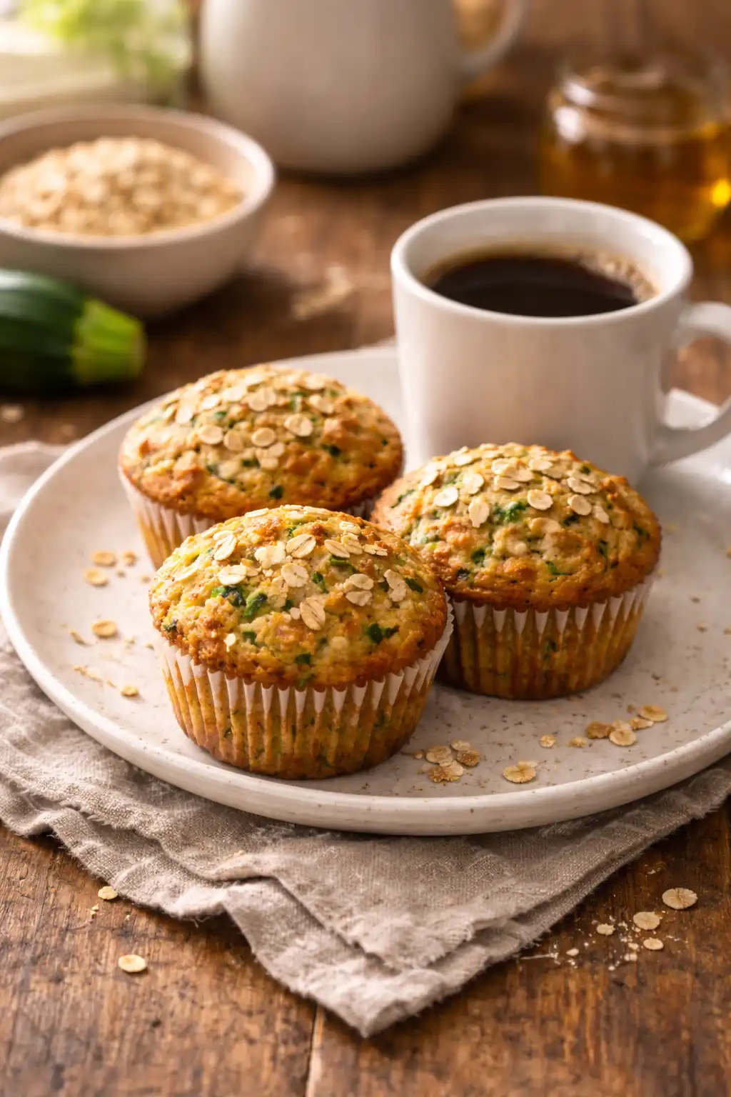 healthy chocolate zucchini muffins with oats