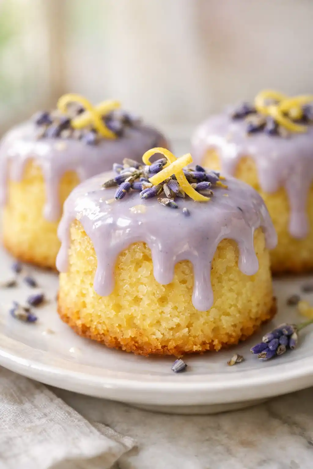 lemon cakes with lavender glaze