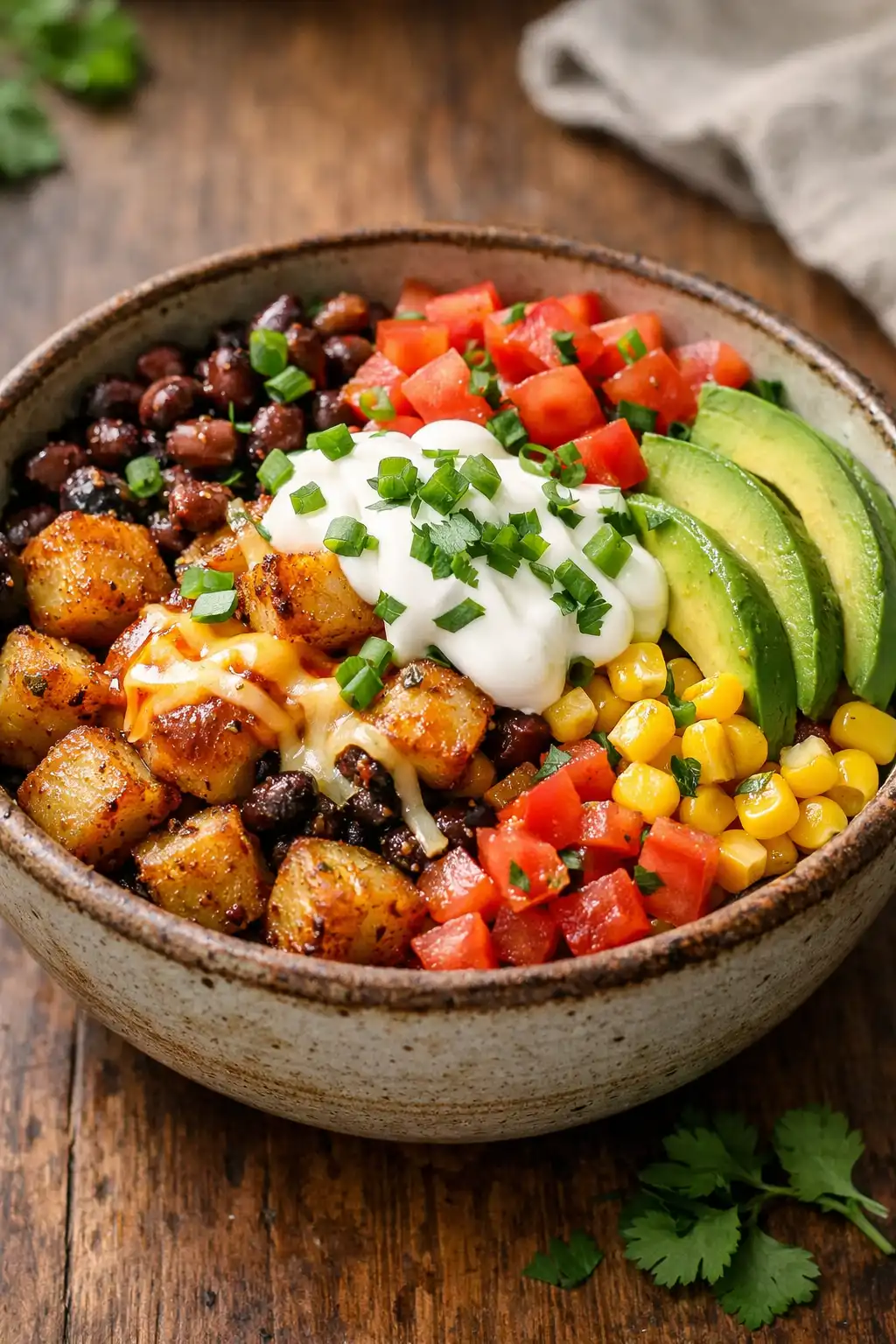 loaded potato taco bowl