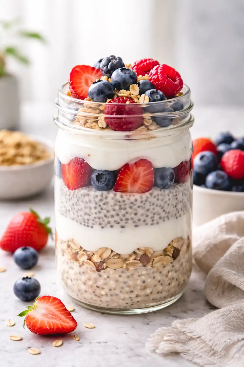 overnight oats recipe with flaxseed and chia seeds