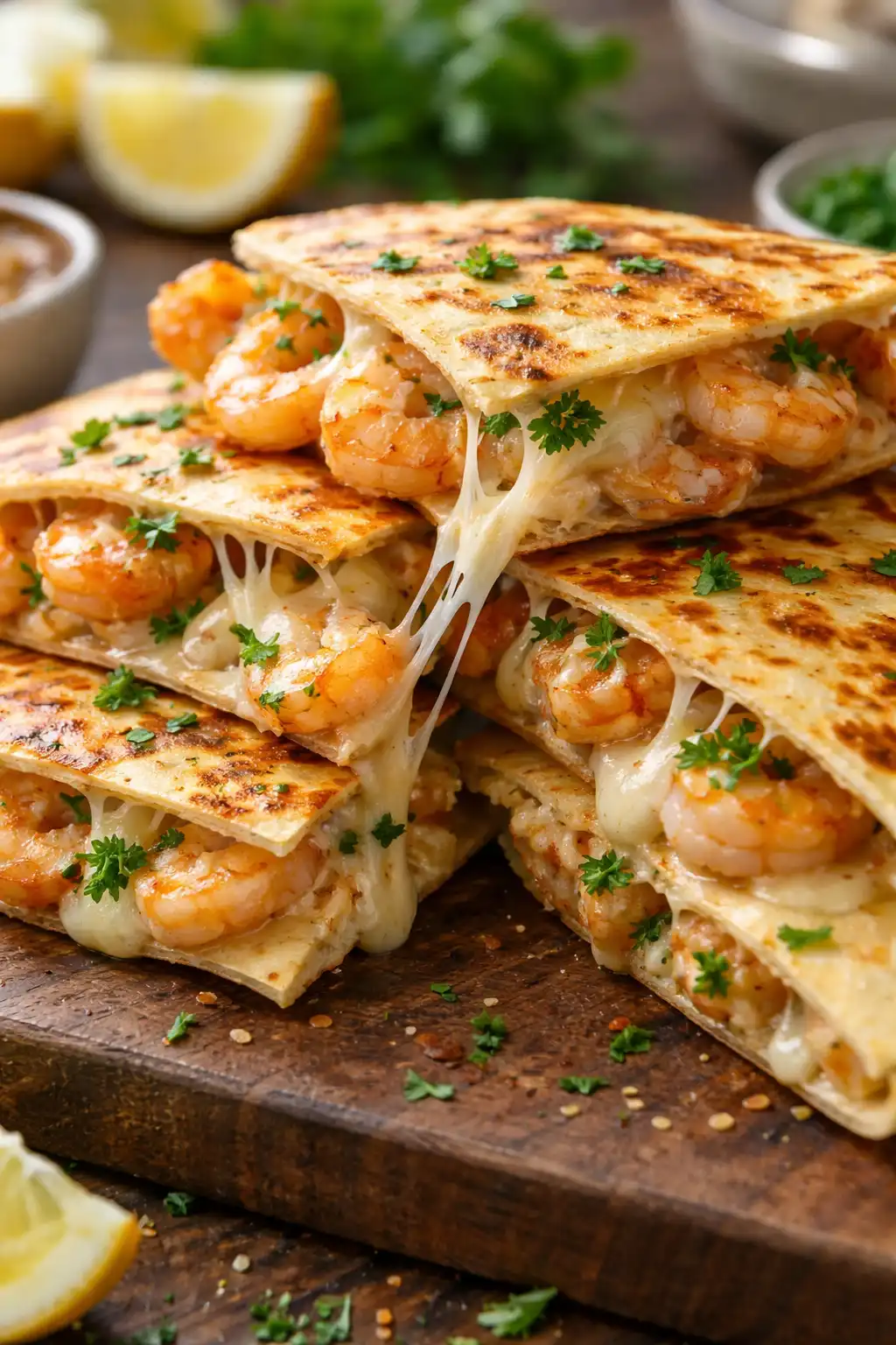 shrimp scampi quesadilla