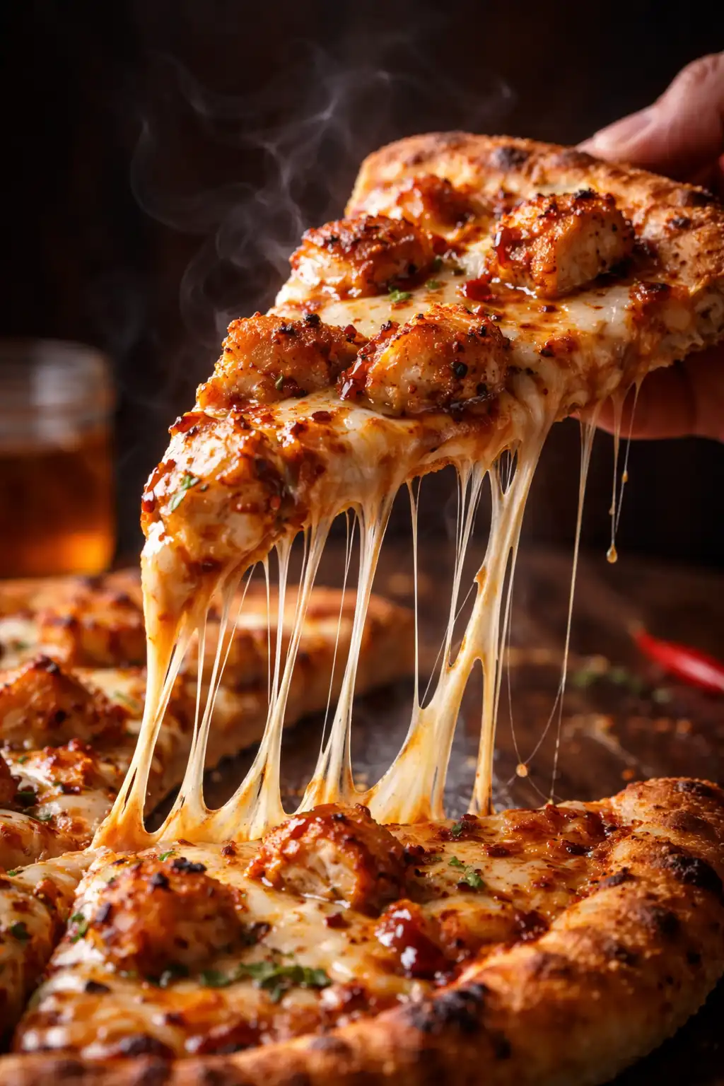homemade hot honey chicken pizza
