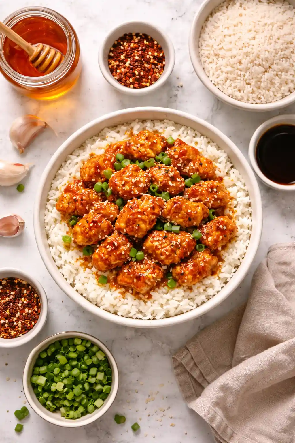 hot honey chicken and rice bowl recipe